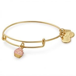 NWT Alex and Ani Cupcake Pink Enamel Shiny Gold Bangle Bracelet